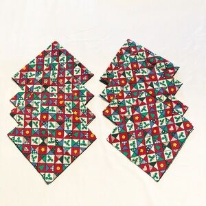 Christmas Tree Holly Star Patchwork Print Napkins Set of 8